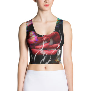 Erotic Television Screen with Edgy Lips Crop Top