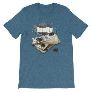 funQy Bees with Dollar Bills, Short-Sleeve Unisex T-Shirt