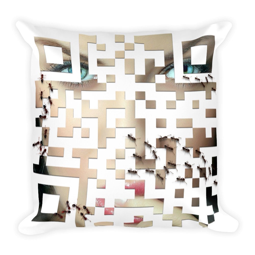 Beautiful Girl QR Code, Square Pillow