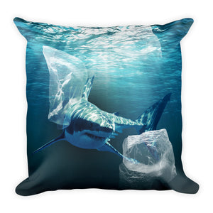 Shark with Plastic Bag, Square Pillow