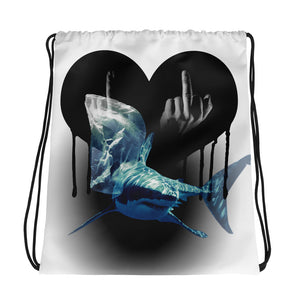 Dripping Heart with Sharks and Plastic Bags, Drawstring bag