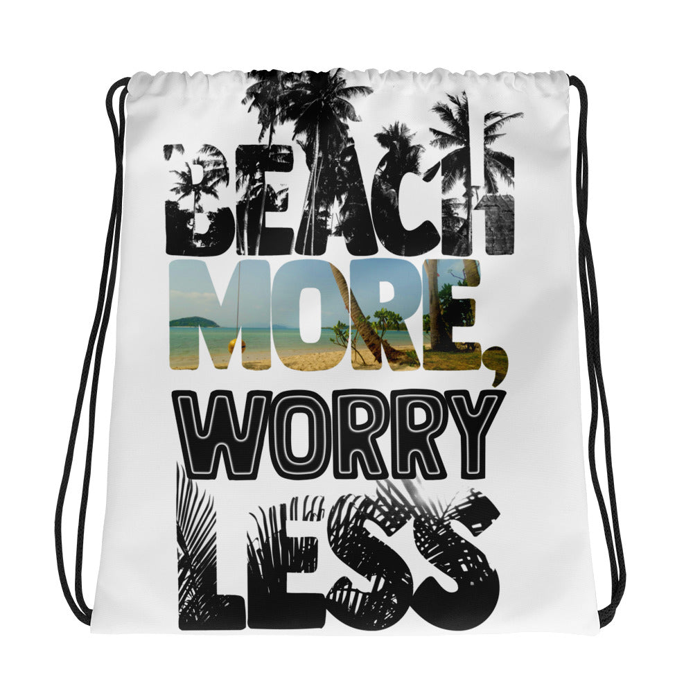 Beach More, Worry Less, Drawstring bag